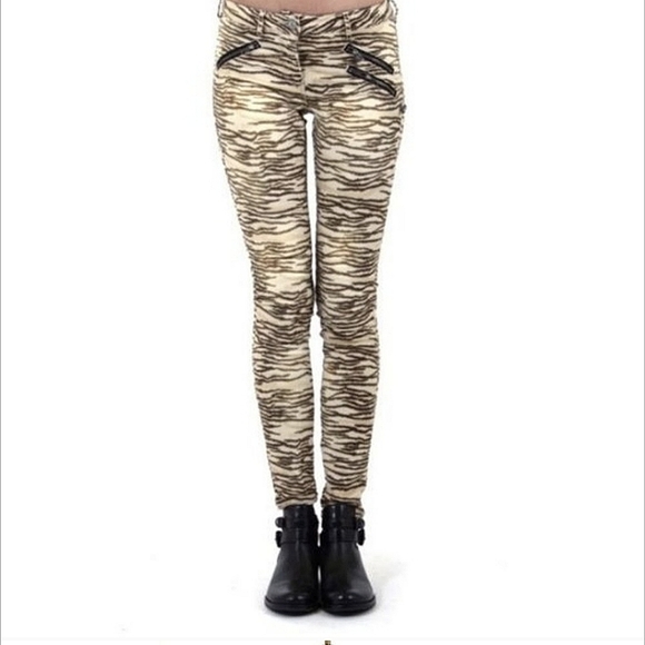 Maison Scotch Tiger Stripe Moto Skinny Jeans 26 - Picture 1 of 9